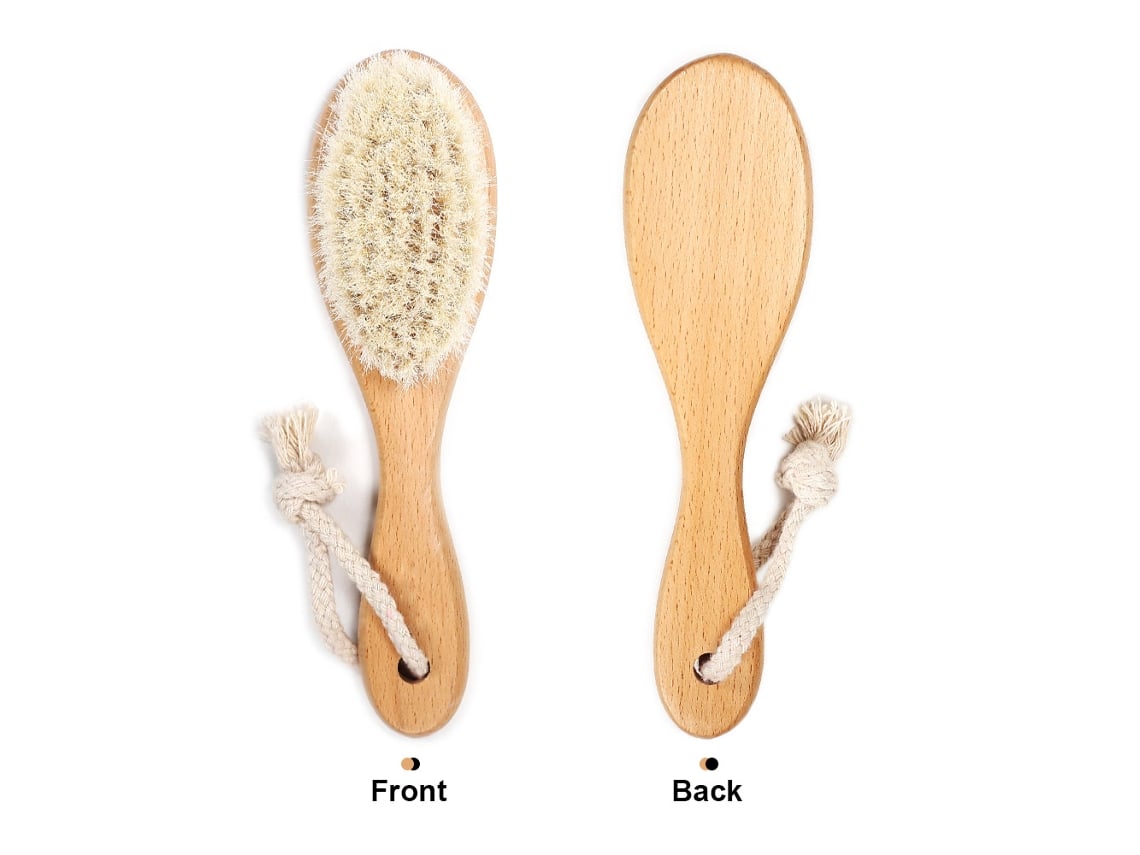 Pincel De Pelo De Madera Para Bebés Recién Nacidos Peine Suave Para Masaje De Cuero Cabelludo Cuidado De Caspa Neonatal