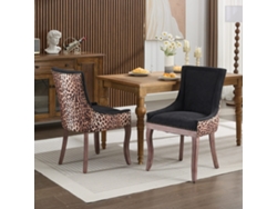 Juego de 2 sillas laterales Ultra para comedor, tapizadas en tela gruesa con patas de madera maciza en tonos neutros