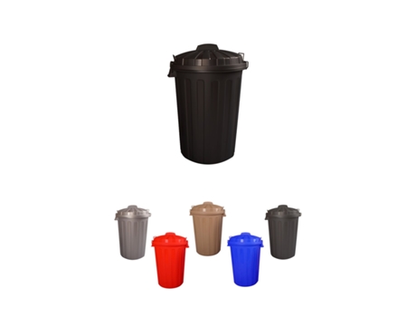 Cubo Basura Diseño Moderno de plástico Com Tapadera | Cubo resistente almacenaje e reciclar Negro 100 litros