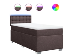 Maison Exclusive - Cama Box Spring Con Colchón Tela Marrón Oscuro 90x200 Cm
