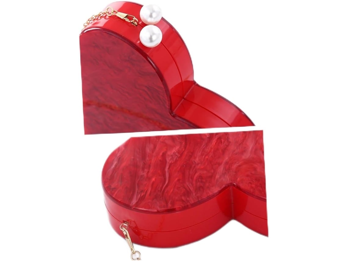 Bolsa Feminina De Acrílico Em Formato De Coração Com Alça De Ombro Versátil E Corrente.