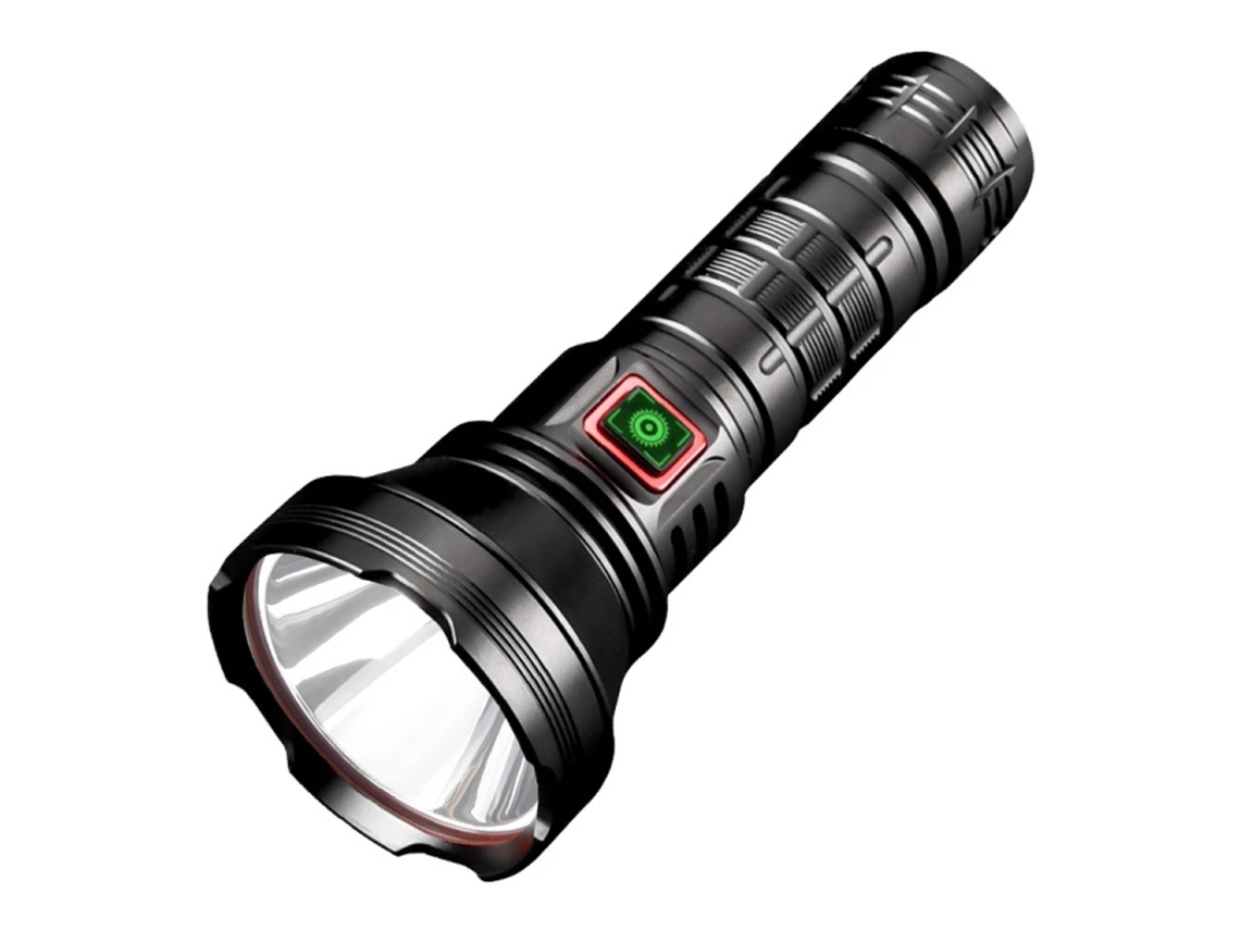 Linterna LED recargable por USB, 3000 lúmenes, con chip de enfoque, 50 W (negra)