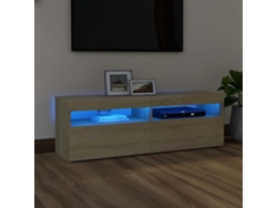 Mueble De Tv | Armario Para Tv | Gabinete De Tv Con Luces Led Roble Sonoma 120x35x40 Cm