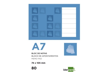 Bloc de Notas LIDERPAPEL 80h 60 g/m² horizontal (A7)