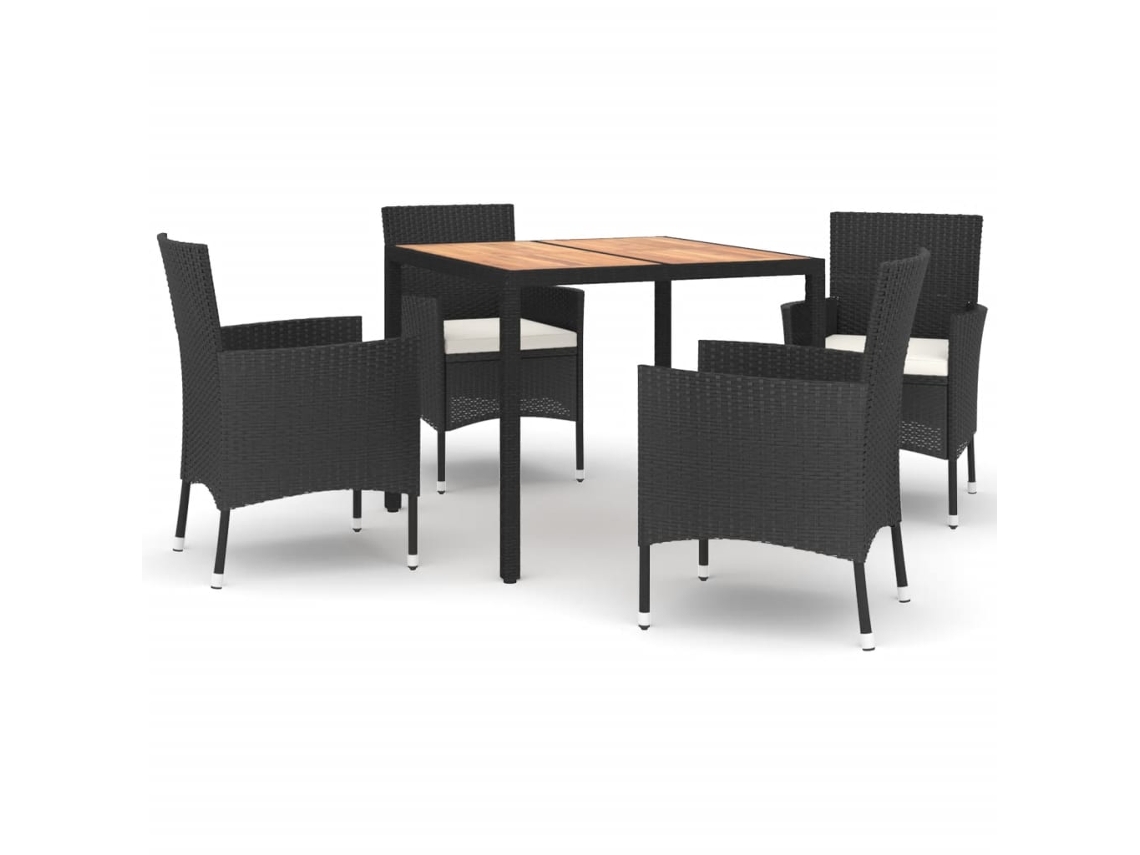 Maison Exclusive - Set De Muebles Jardín 5 Pzas Con Cojines Ratán Sintético Negro