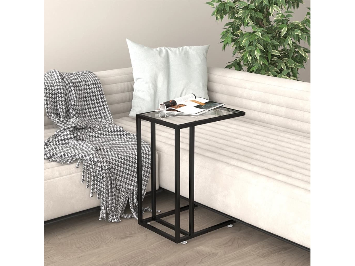 Mesa Auxiliar | Mesa Lateral De Ordenador Vidrio Transparente 50x35x65 Cm