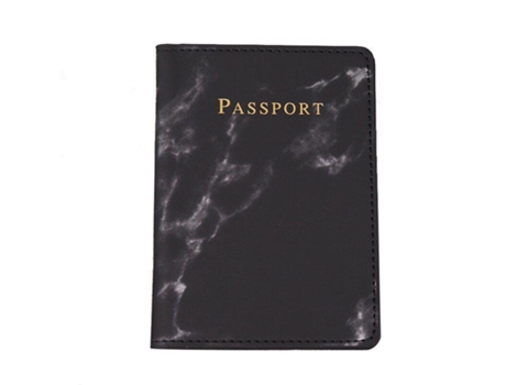 Estuche para pasaporte jaspeado - negro