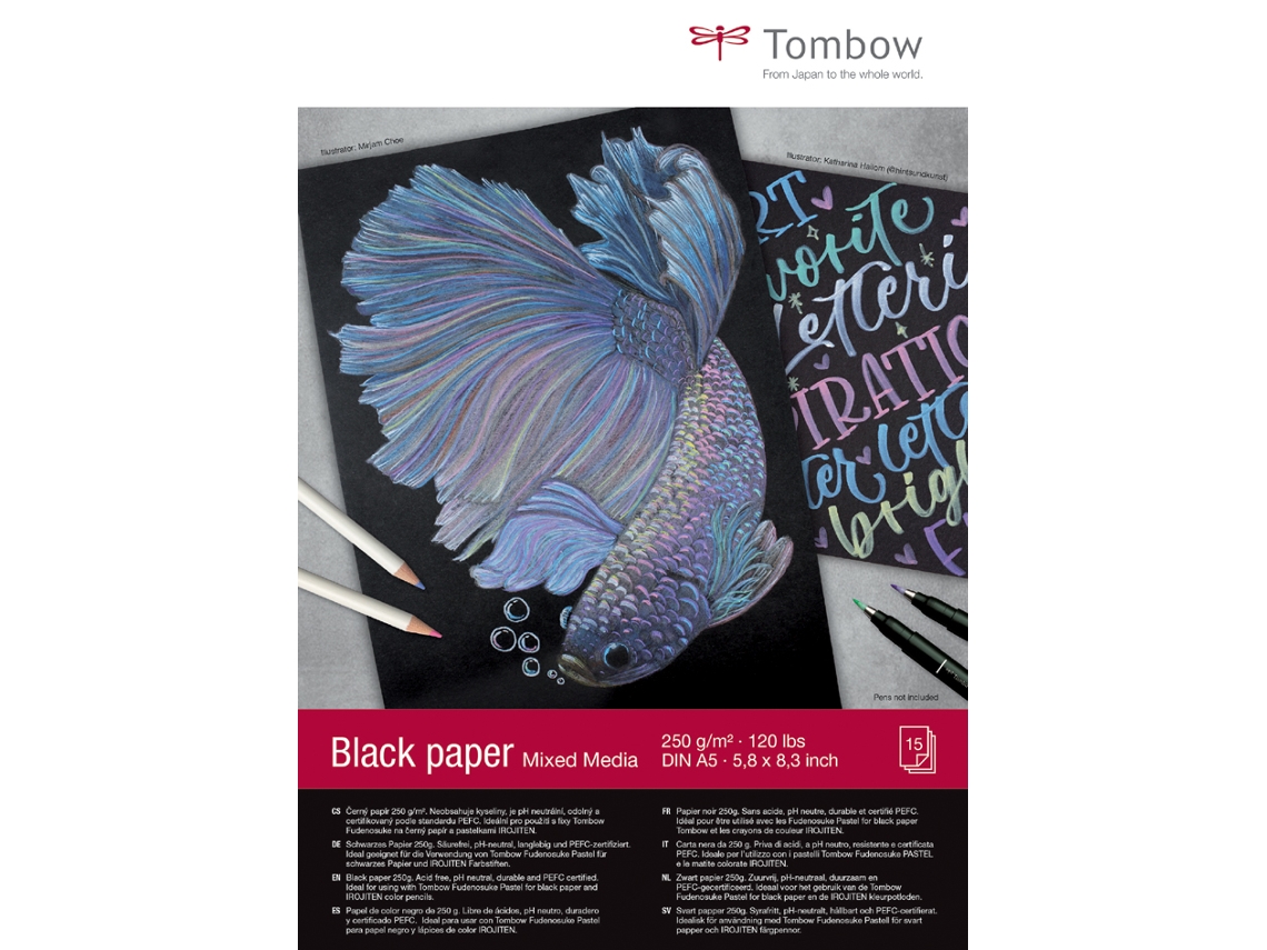 Bloc de Dibujo TOMBOW Papel Negro Din A5 en Blanco 250 G/M²