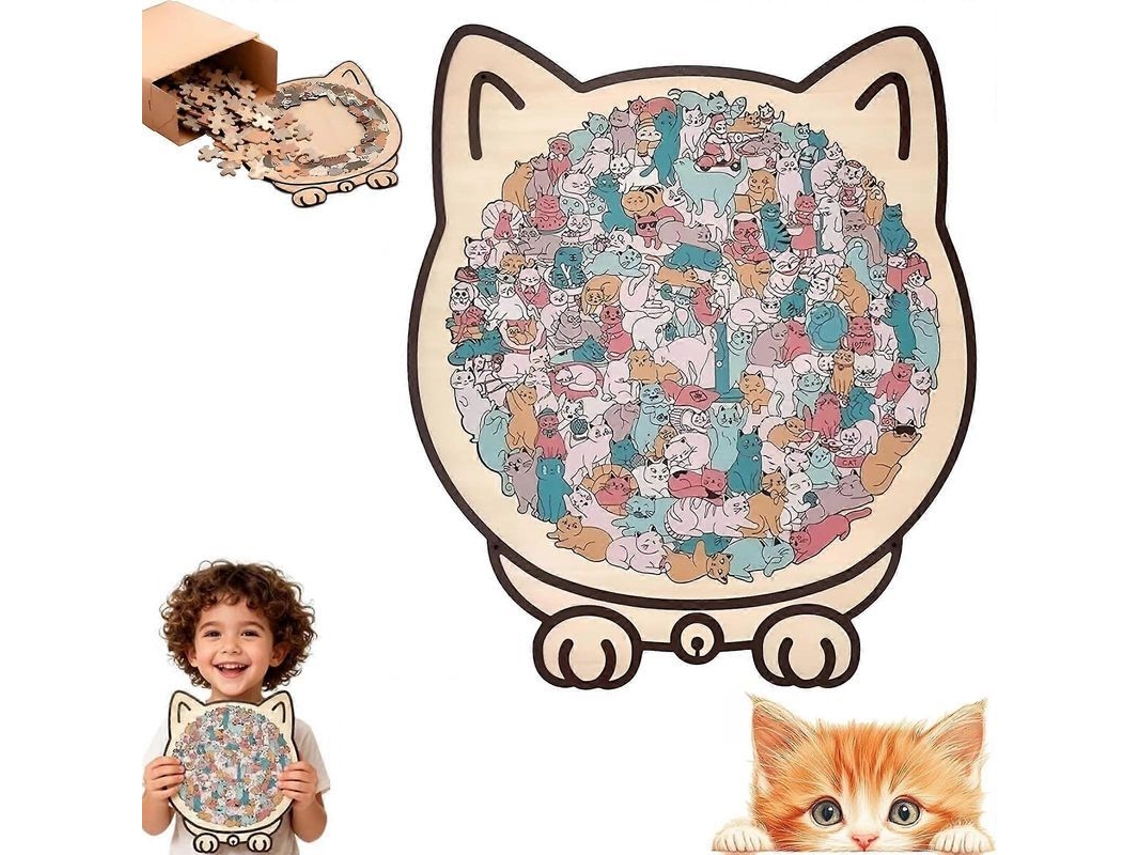 Rompecabezas De Madera Con Forma De Gato, De 135 Piezas, Un Regalo Para Los Amantes De Los Gatos Y Un Elemento Decorativo.