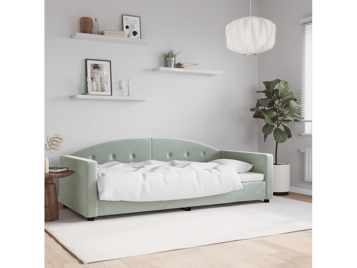 Sofá Cama Individual Lovely Home Madera Terciopelo Gris (90x190)