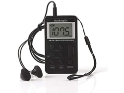 Radio AM FM digital portátil, mini radio de bolsillo con pantalla LCD, pantalla de símbolo de batería.