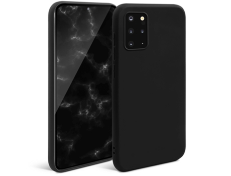 Funda de Silicona MOOZY Serie Minimalista para Samsung S20 Plus Negra – Funda Delgada de TPU Suave con Acabado Mate