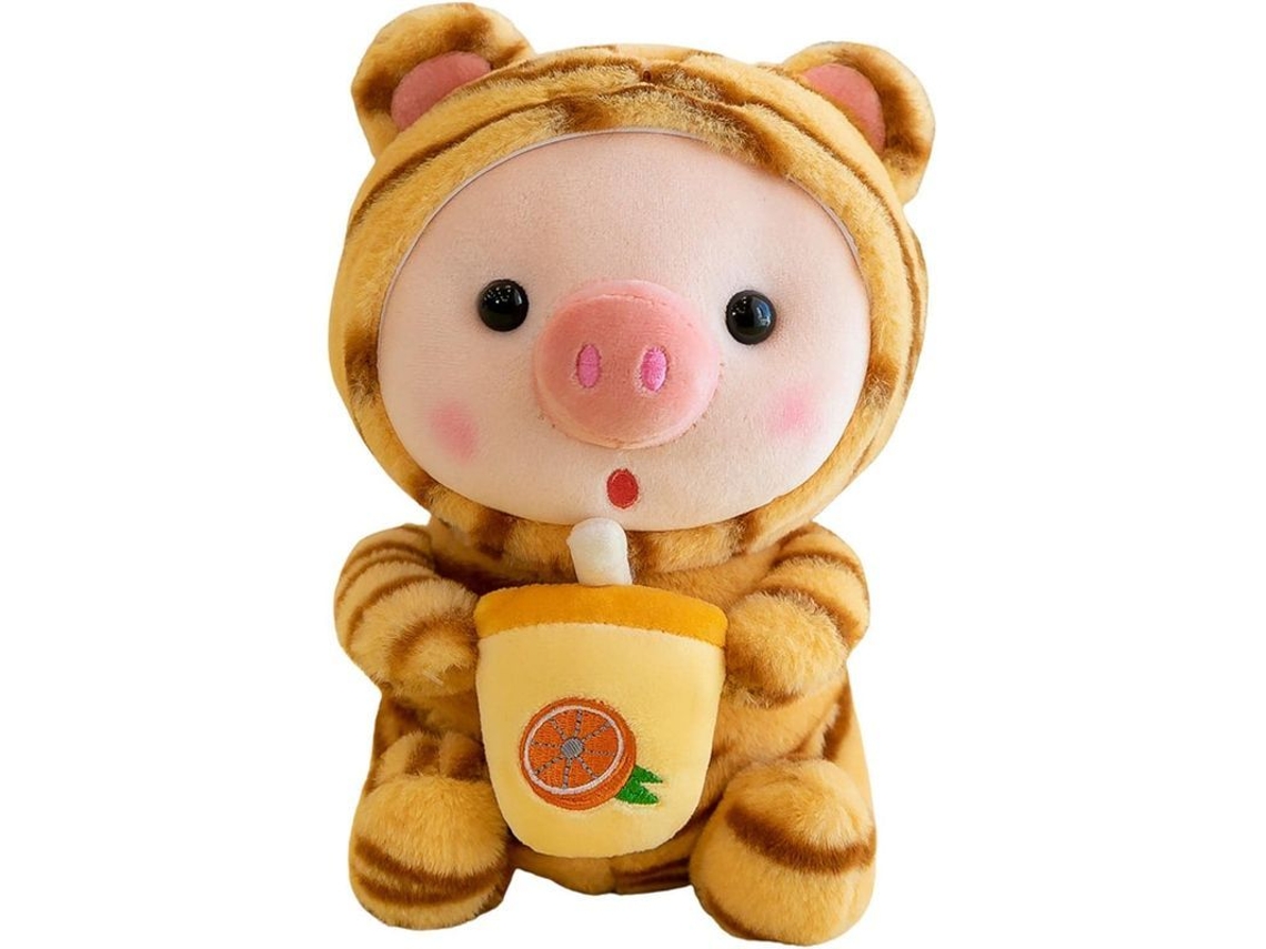 Peluche De Cerdito De Té | Almohada De Peluche De Té De Burbujas Con Tacto Suave Y Expresión Animada - Peluche De Cerdito De Té Con Leche