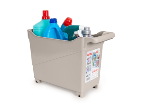 Cesta Organizadora con Ruedas Nº 3 Ideal Bajo Fregadero PLASTIC FORTE (Marrón)
