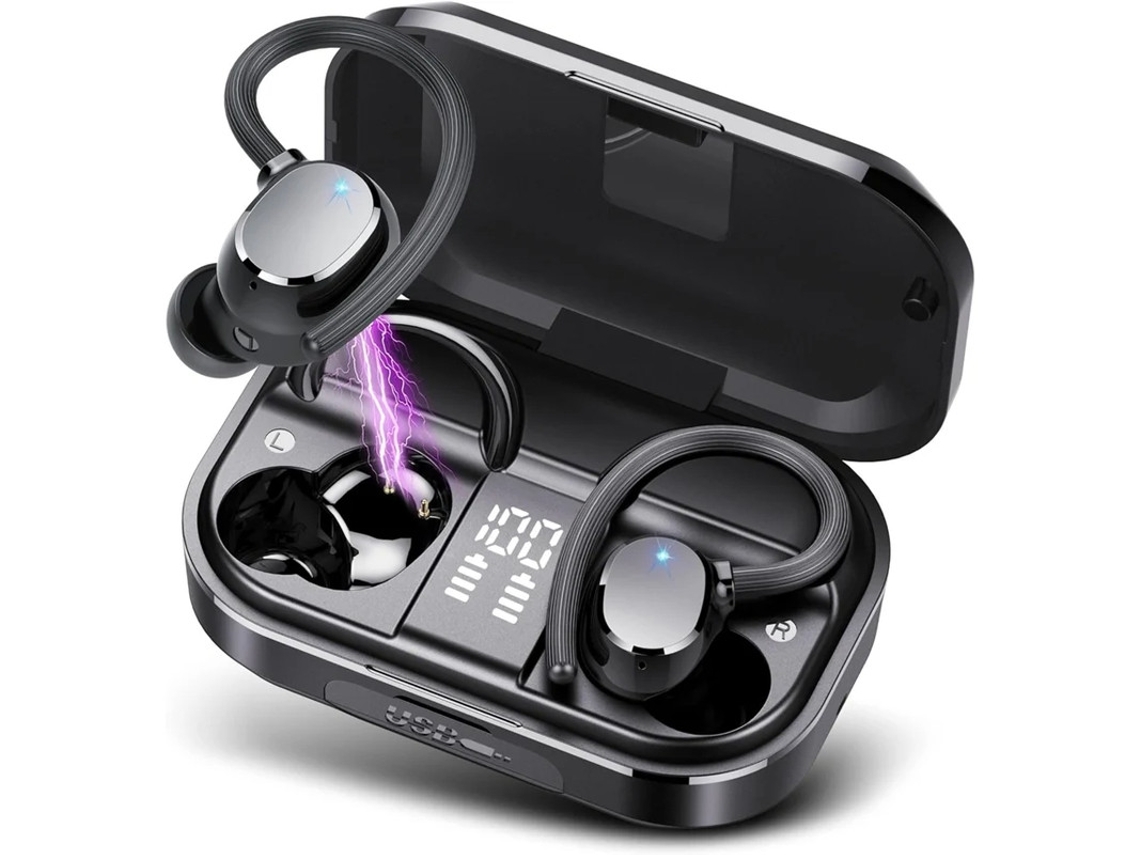 Auriculares Sem Fios Horas Reprodução Estéreo Hifi Yizhood Bluetooth Negro