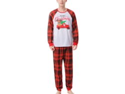 2026altiro-pijamas Navideños Para Familia Con Estampado De Cuadros, Cuello Redondo, Talle Elástico, Rojo, Talla Xl Para Hombre