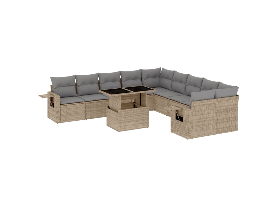 Maison Exclusive - Set De Sofás De Jardín 11pzas Con Cojines Ratán Sintético Beige