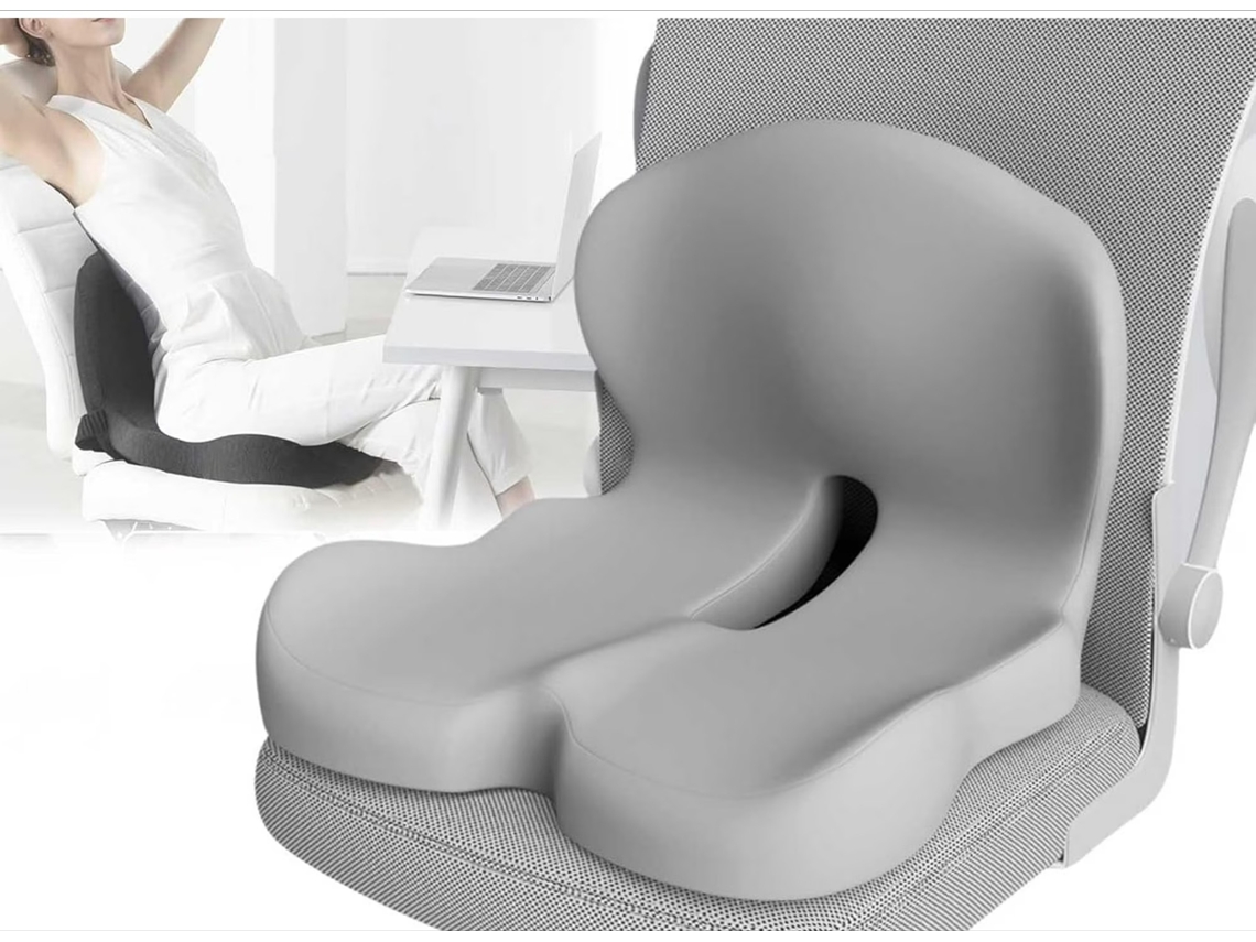 Cojín De Espuma Viscoelástica Para Asiento De Oficina Con Soporte Lumbar Para Sentarse Durante Largos Periodos (gris Claro) Digitallab