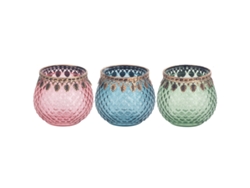 Portavelas Pack 3 Unidades Decoracion Jarrones Y Portavelas Multicolor 8x10x10 cm BY SIGRIS