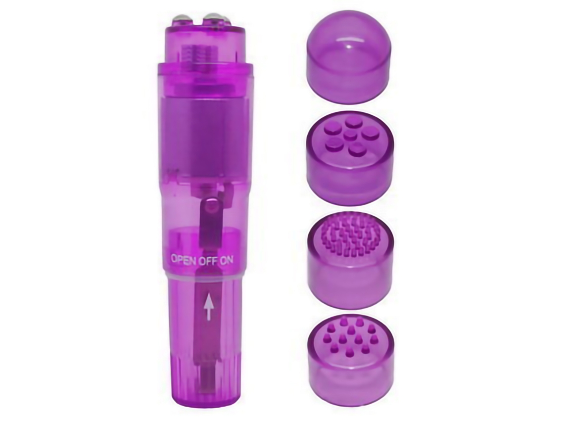 Massajeador Vibrador Femenino 4 Cabezas Diferentes Estimulador Clítoris Juguete Transparente Rosa
