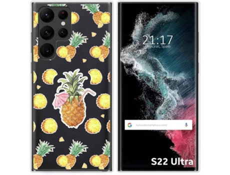 Carcasa Samsung Galaxy S22 Ultra 5G TUMUNDOSMARTPHONE Dibujos Transparente Piña Multicolor
