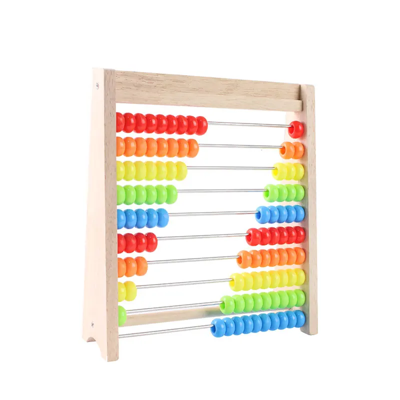 Ábaco De Madera Montessori, Juguete Educativo Para Matemáticas, Con Cuentas De Colores Del Arcoíris Para Que Los Niños Aprendan A Sumar Y Restar.