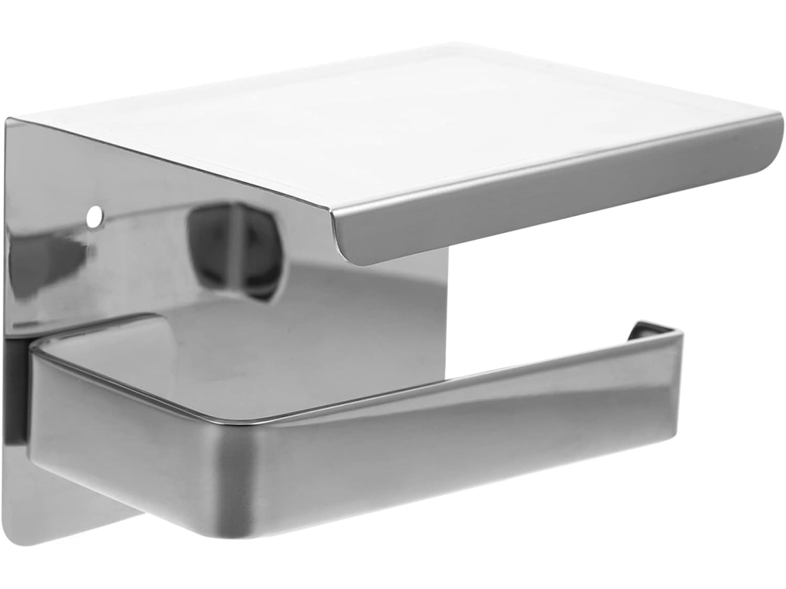Soporte Para Papel Higiénico De Acero Inoxidable, Estante Pared, Almacenamiento Teléfono Móvil Y Baño, Fácil