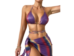 Conjunto de bikini morado degradado para mujer, talla L