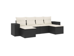 Maison Exclusive - Set De Sofás De Jardín 6 Piezas Y Cojines Ratán Sintético Negro