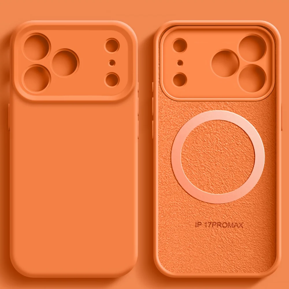 (iphone 13 Pro Max Naranja) Funda Magnética De Silicona Líquida Para Teléfono, Compatible Con Carga Inalámbrica Magsafe.