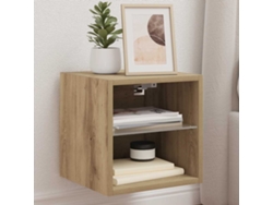 Mueble De Tv | Armario Para Tv | Gabinete De Tv De Pared Con Luces Led Roble Artisian 30x28,5x30cm