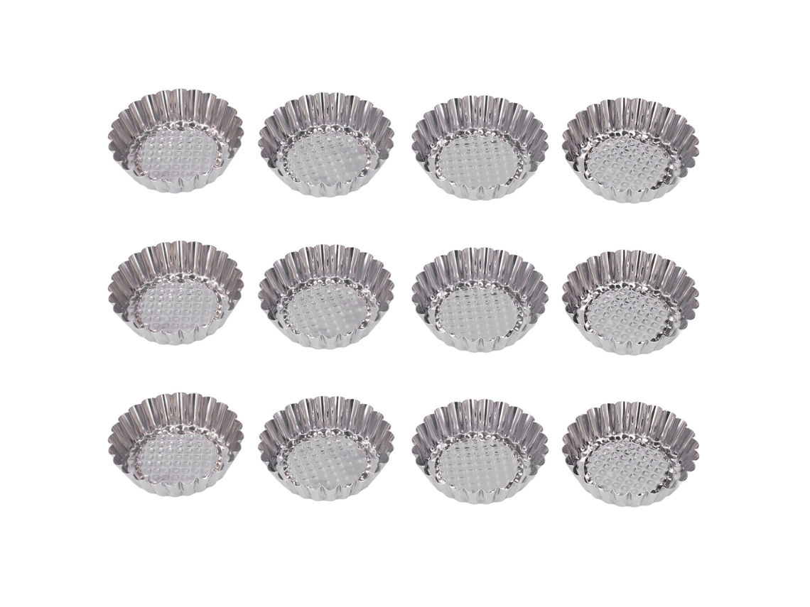 12 Moldes Redondos De Acero Inoxidable Para Tartaletas De Huevo, Ideales Para Hornear Pasteles Y Cupcakes.
