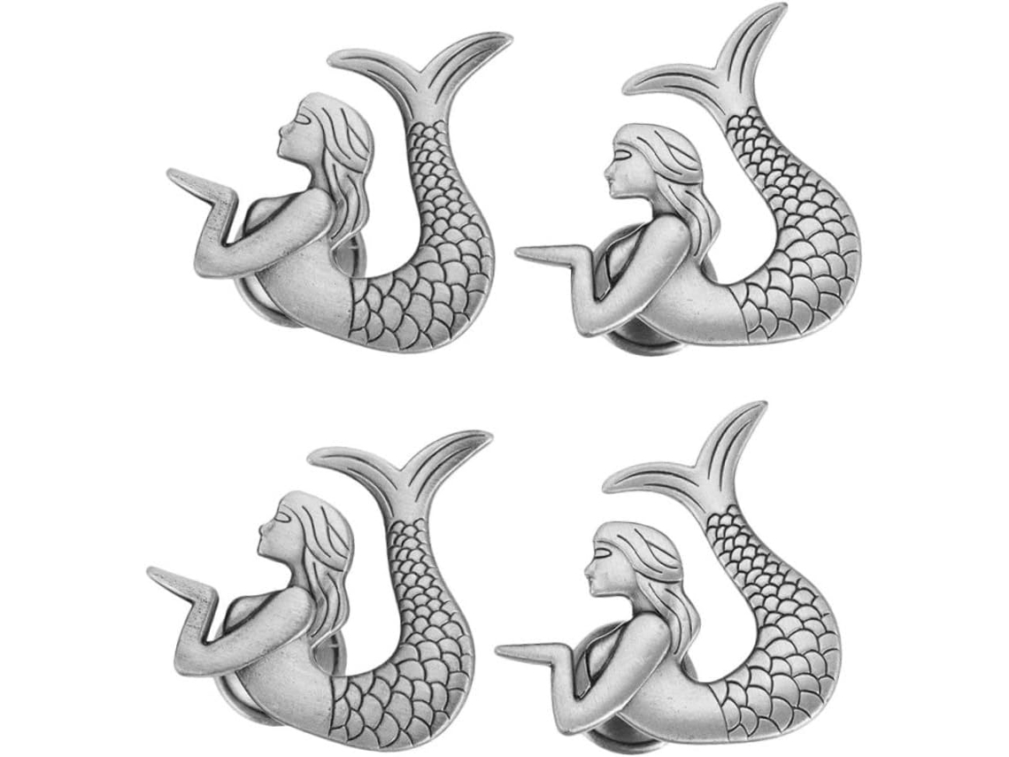 Juego De 4 Tiradores Puerta Aleación Zinc Con Diseño Sirena Para Cajones Y Armarios, Fáciles