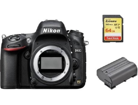Kit Cámara Réflex NIKON D610 Corpo + Tarjeta SD de 64GB + bateria EN-EL15B