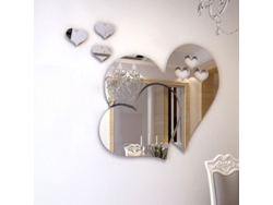 Baok-3D Corazón Adhesivo de Pared Espejo Decoración DIY para el Hogar Lindo Mural Plateado 287x225mm WS001
