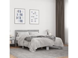 Estructura Cama Madera Ingeniería Metal Gris Sonoma 135x190 Cm