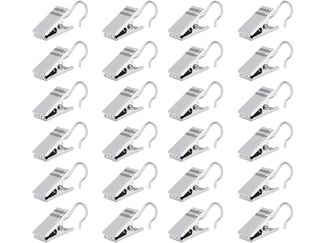 100 unidades de alzapaños metálicos para cortinas de 3,3 cm con ganchos, alzapaños Vayotoy para cortinas con ganchos para colgar