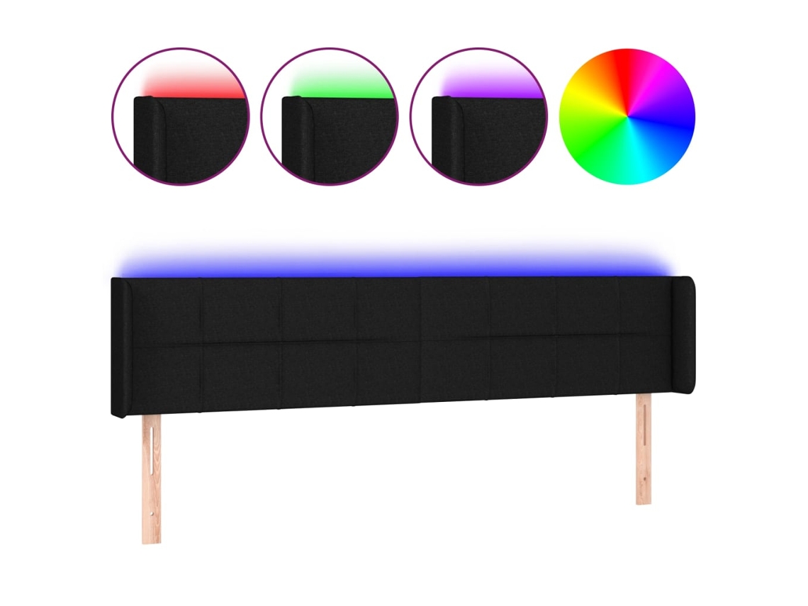 Cabecero con luces LED, tela negra, MAISON EXCLUSIVE (163x16x78 cm)