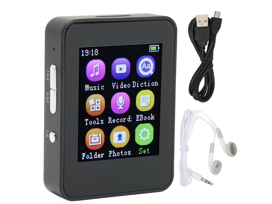 Reprodutor Mp4 T7 Tela 1.8 Polegadas 16gb Com Rádio Fm Gravação Para Caminhada Cor Preta