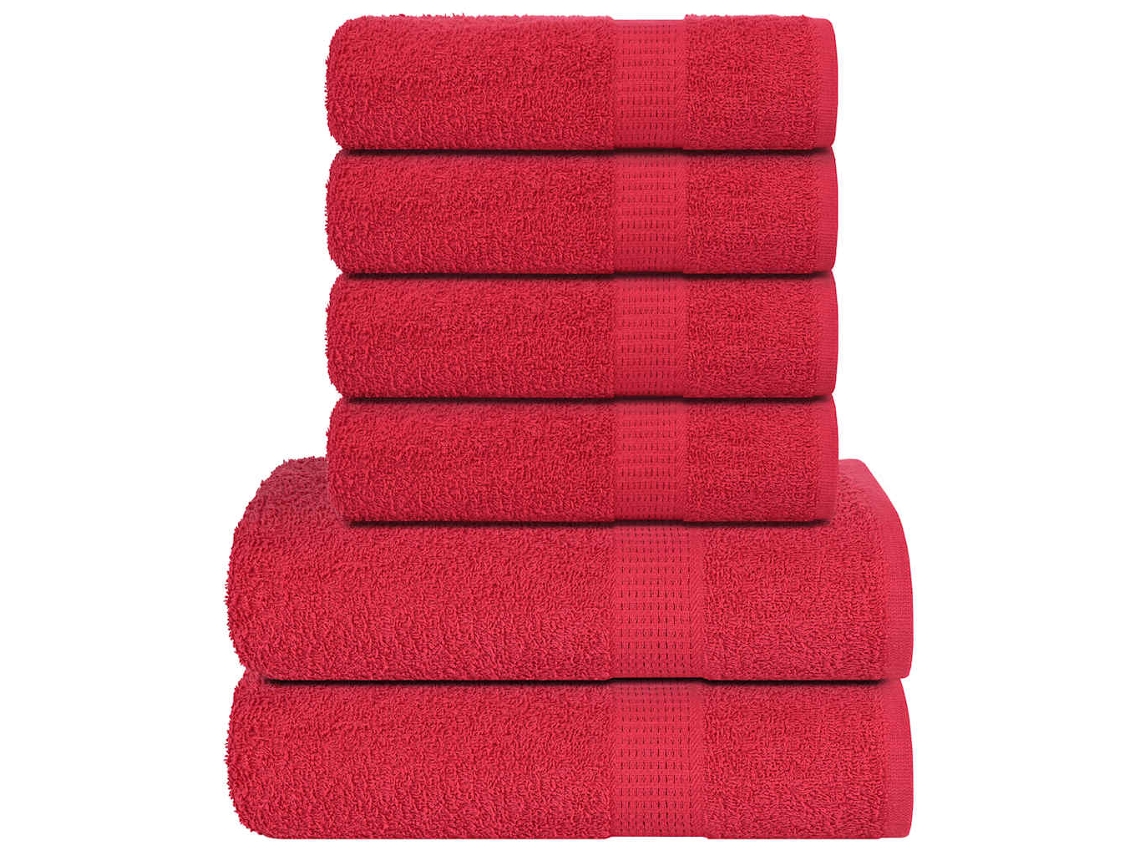 Juego De Toallas 6 Piezas 100 Algodón Rojo 360 Gsm Wsd897447