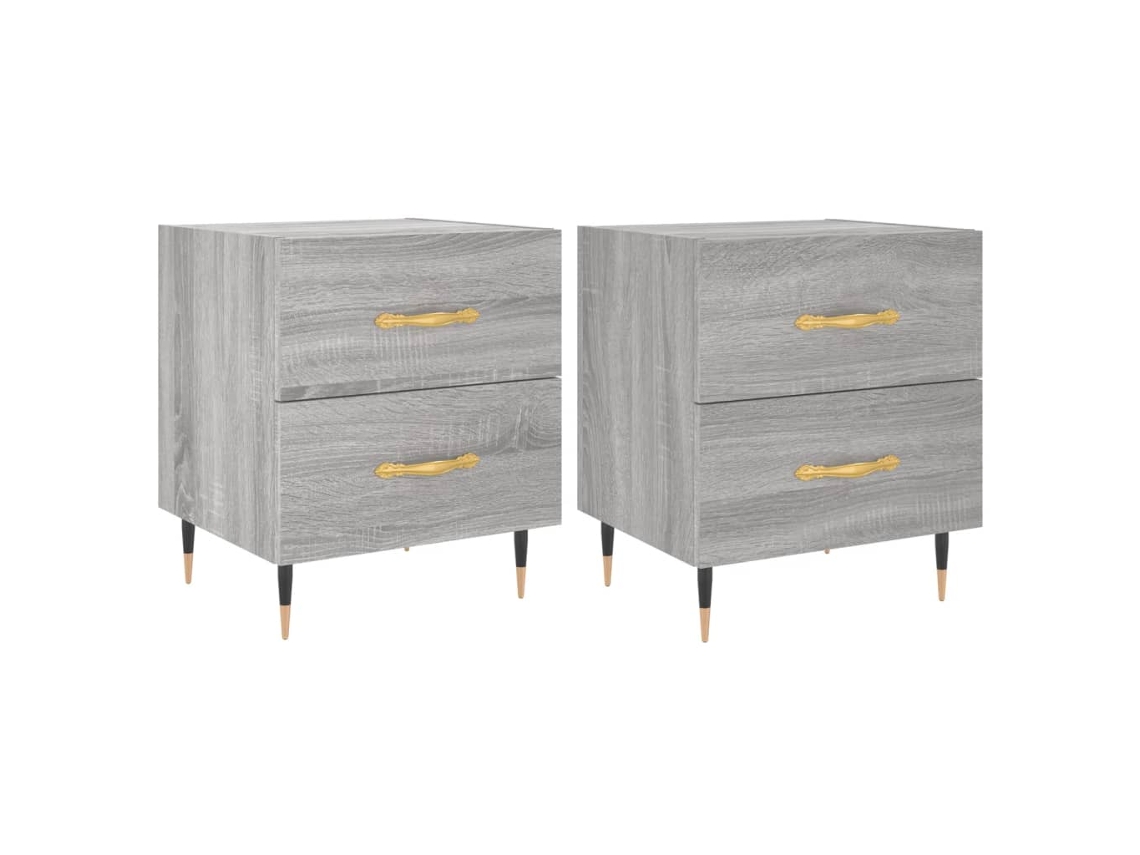 Maison Exclusive - Mesitas Noche 2 Uds Madera Ingeniería Gris Sonoma 40x35x47,5 Cm