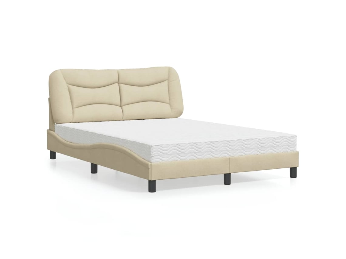Cama Con Colchón Tela Color Crema 120x200 Cm