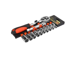 Kit de herramientas de 12 piezas con llave de tubo y vasos de 1/2" para reparaciones de bricolaje