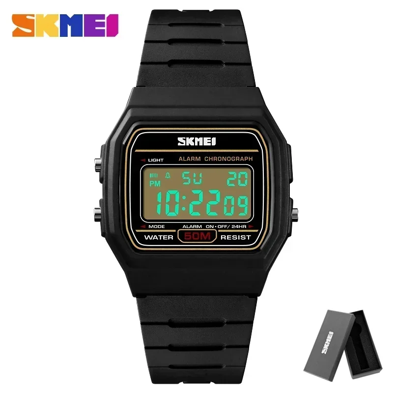 Reloj deportivo MDUG con calendario, pantalla luminosa, resistencia al agua y brazalete de acero.