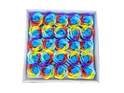 25 Jabones de Rosas Multicolores, Caja Regalo, Cumpleaños, Boda MEOIRUERY