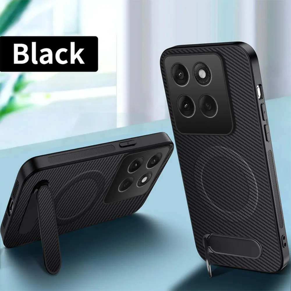 (negro, Motorola Edge 60) Funda De Succión Magnética Texturada En Fibra De Carbono, Funda De Protección Anticaídas Con Soporte Plegable