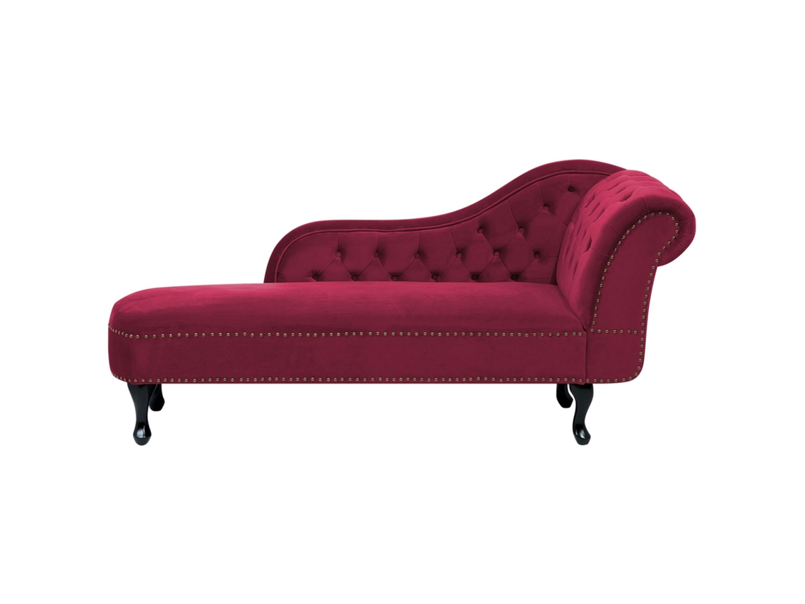 Chaise longue derecho BELIANI Nimes de Terciopelo Rojo 169x65x79