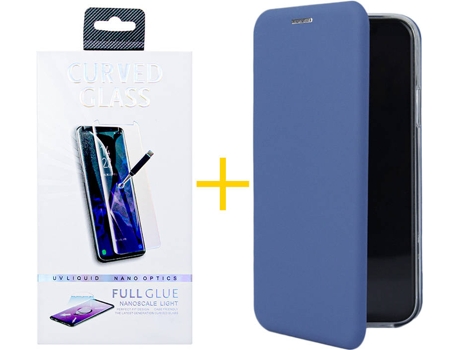 Kit Funda + Protector de Pantalla Samsung S21 Ultra SKYHE Flip Cover 1682 Azul