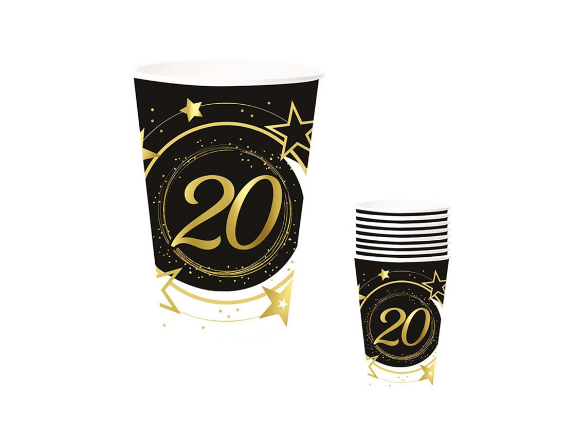 Tazas Desenchables GUIRCA Set de 6 vasos de 20 años de 240 Ml (90 Cm)