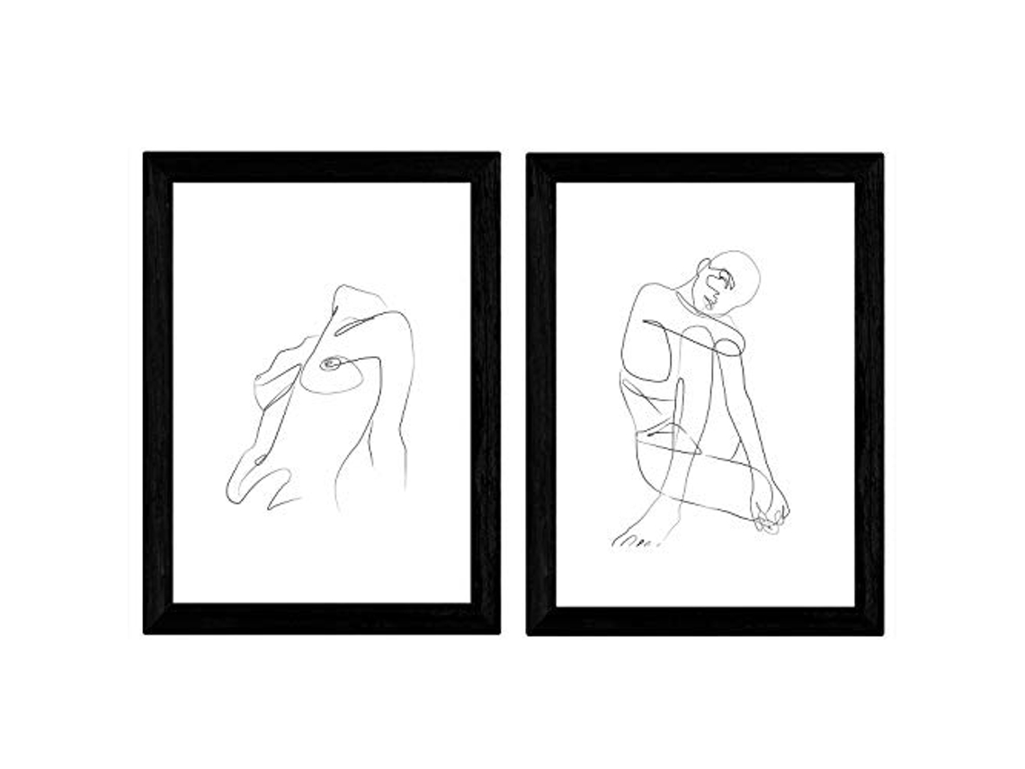 Set de 2 Láminas NACNIC Desnudo de Mujer Sentada y de Pie (A4)